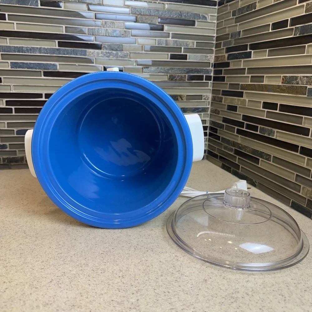 Vintage Rival Crock-Pot 3.5 Qt Slow Cooker Blue Cornflower‎ Floral Model 3100/2